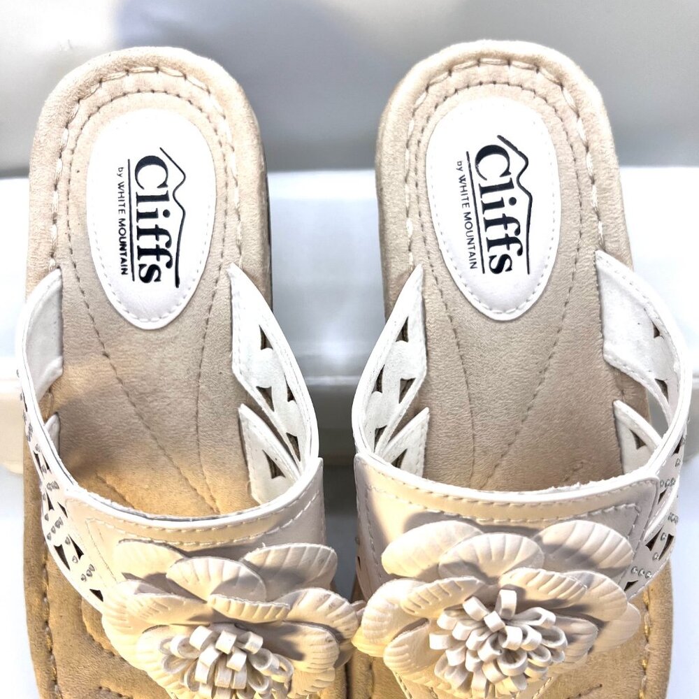 Cliffs by White Mountain Cynthia-White Rhinestones. 8W-Thong 1 1/2" Heel-Comfy - Picture 6 of 16